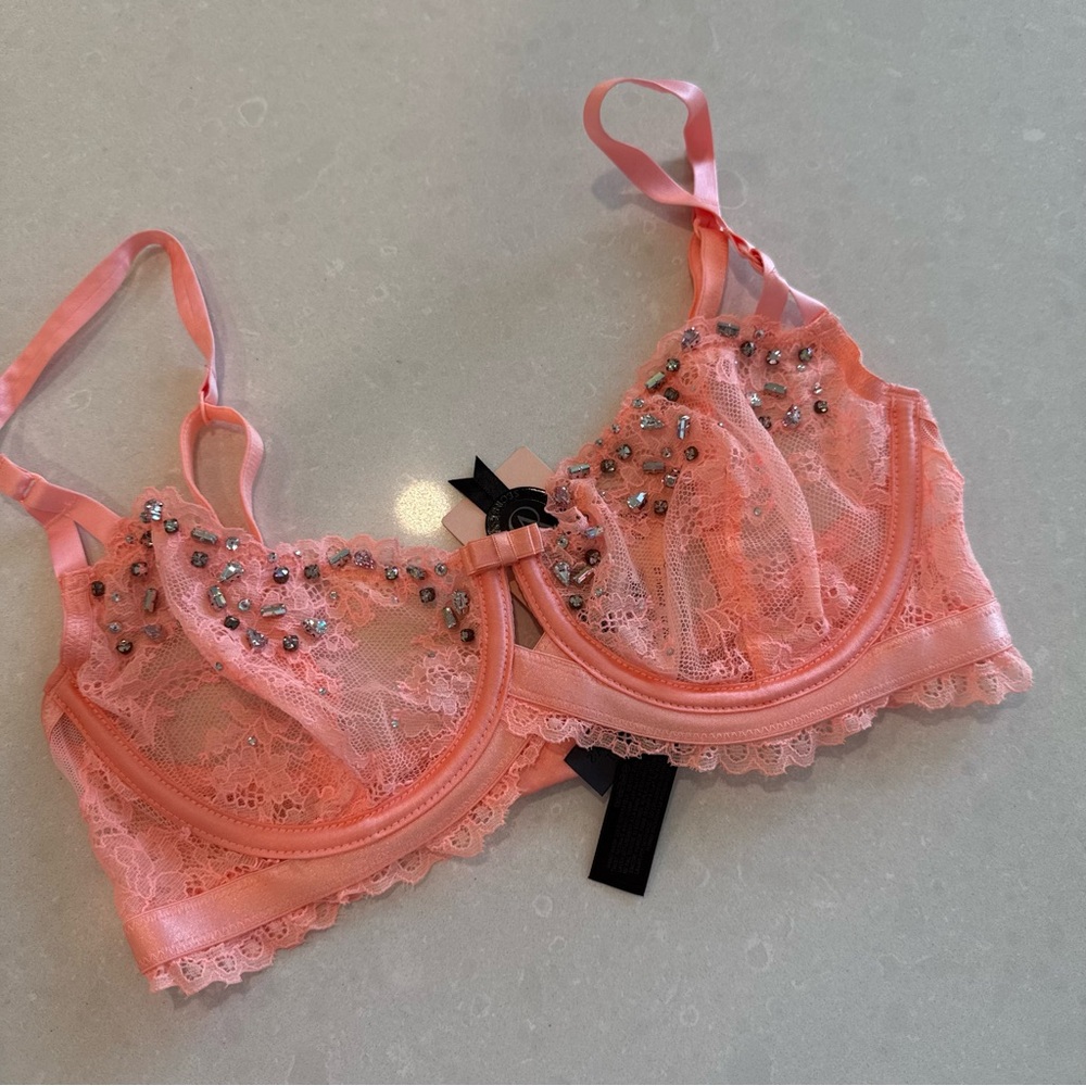 Victoria's Secret Designer Swarovski Crystal Coral Bra